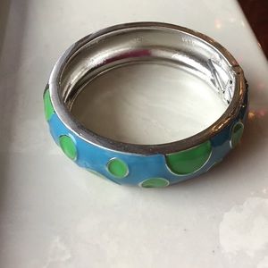 Bracelet Blue-green polka dot hinged